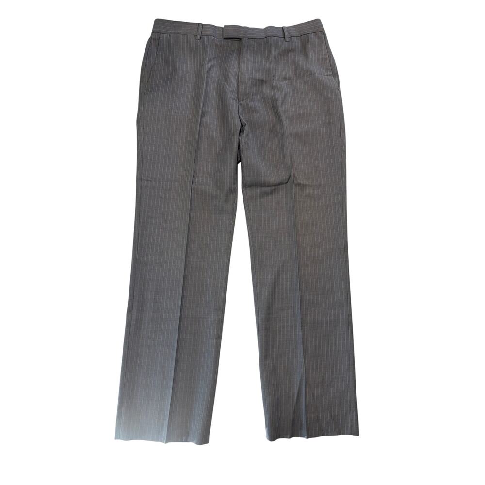 J. Crew Men's Wool Dress Pants Size 36X32 Gray Pinstripe Slacks Workwear Formal